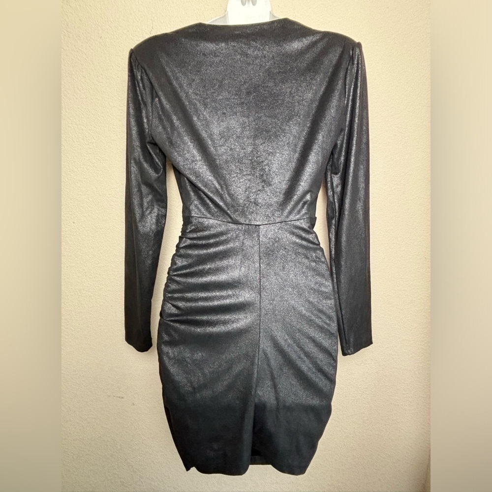 Likely Gwendolyn Ruched Black Metallic Shimmer Mini Dress - Picture 10 of 14